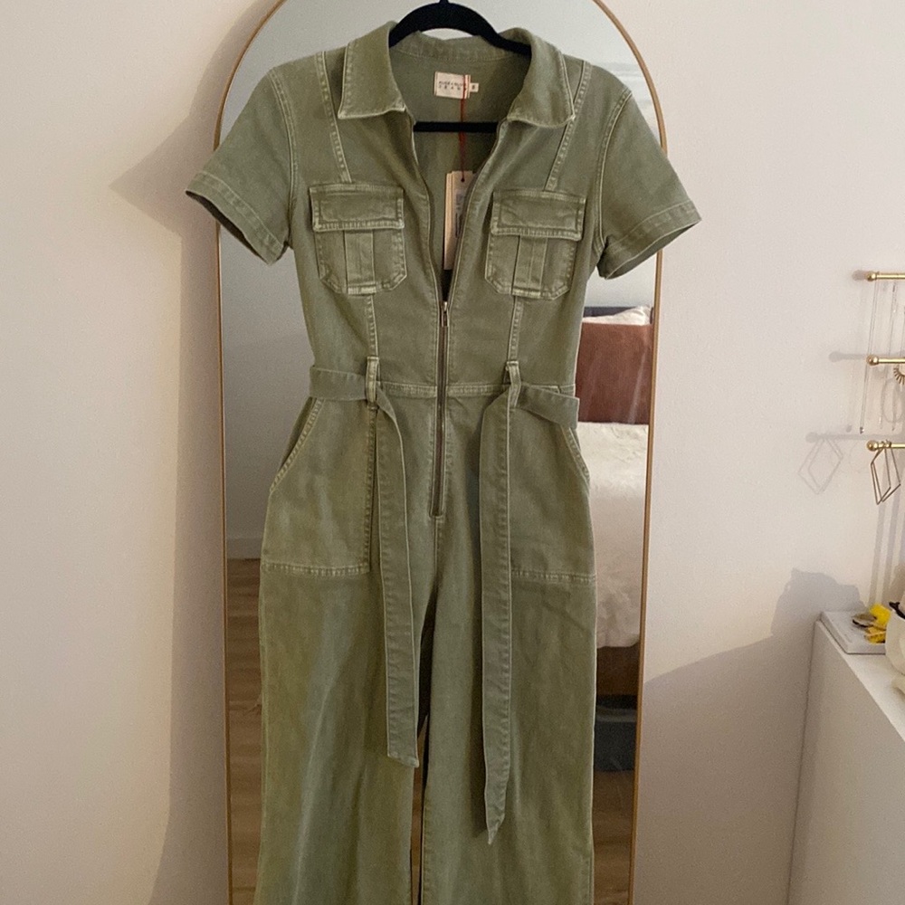Alice + Olivia sage green cargo/jean jumpsuit!